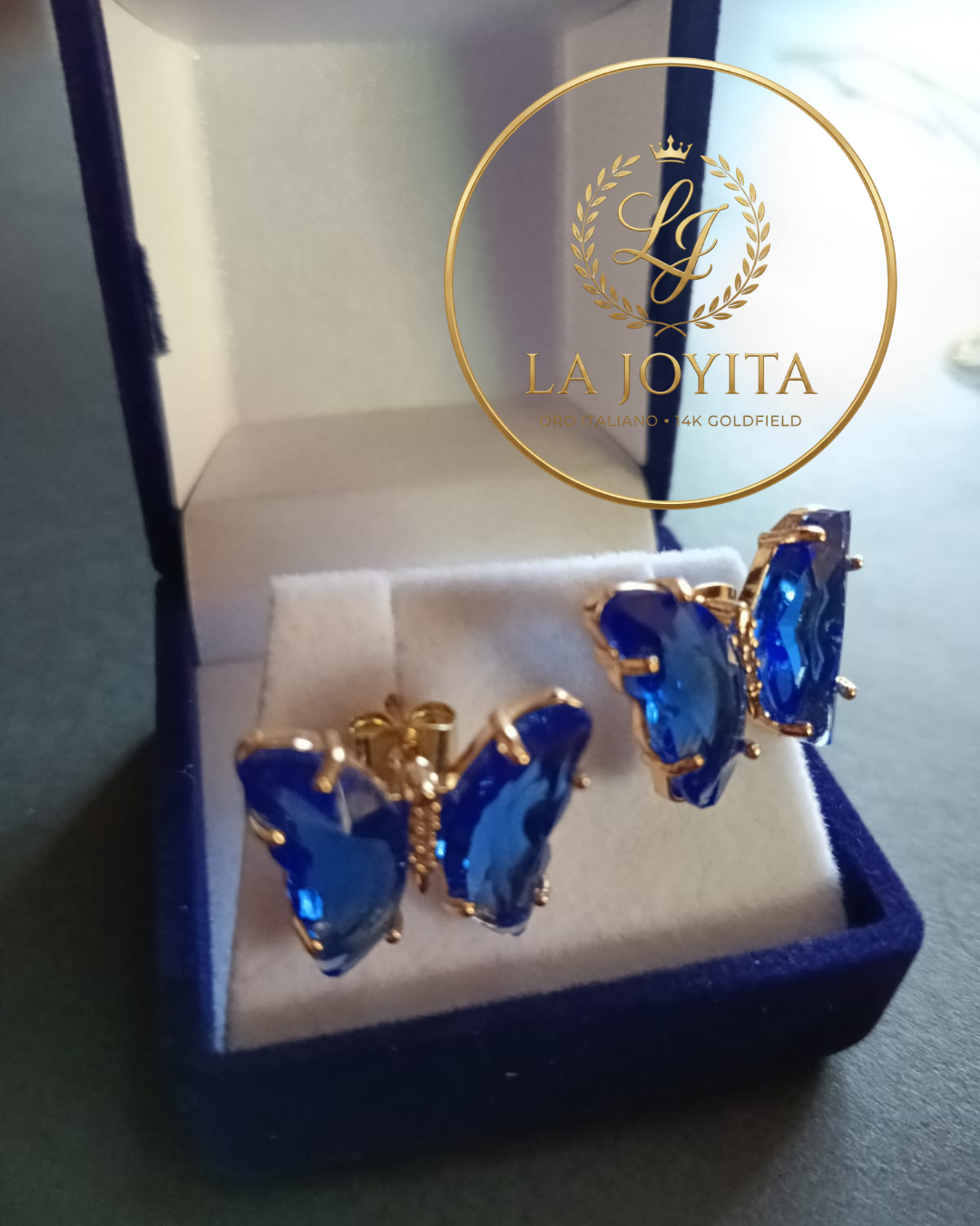 Aritos Mariposa Cristal Swarovski - Oro Italiano 14K Goldfilled