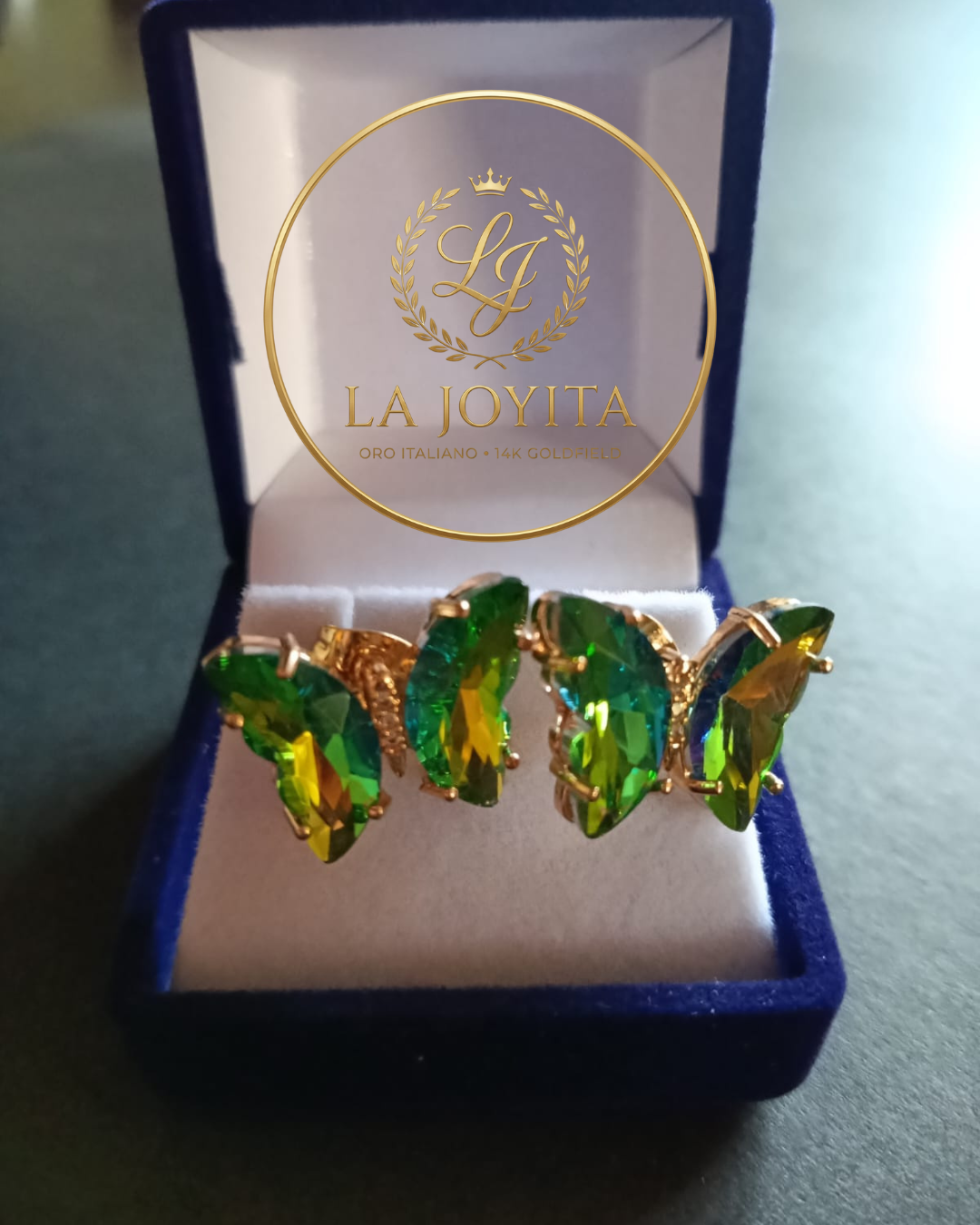 Aritos Mariposa Cristal Swarovski - Oro Italiano 14K Goldfilled