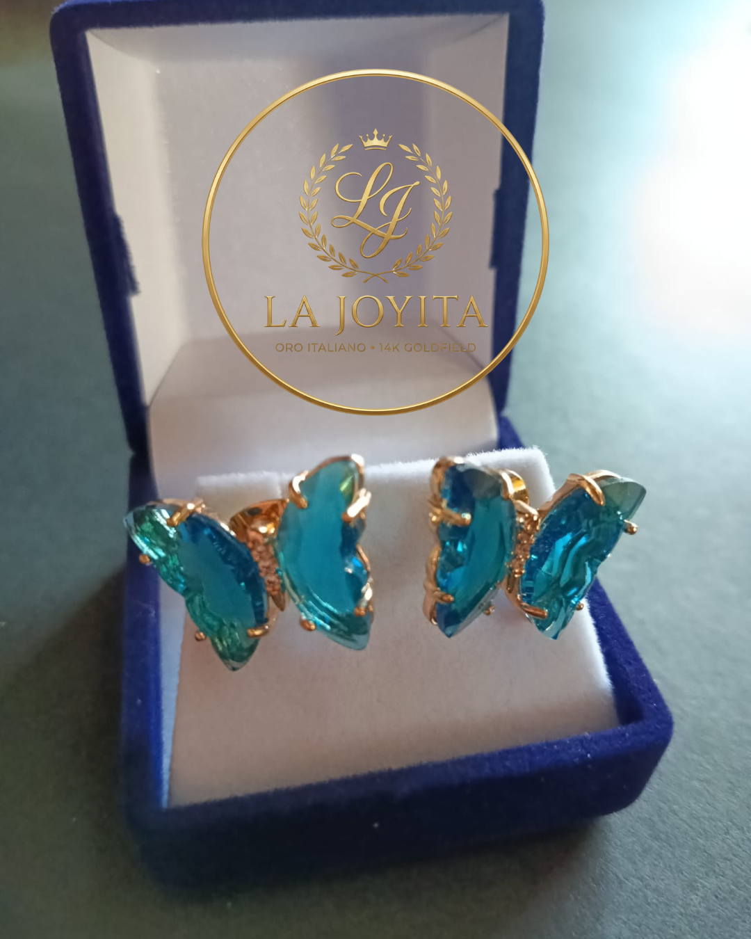 Aritos Mariposa Cristal Swarovski - Oro Italiano 14K Goldfilled