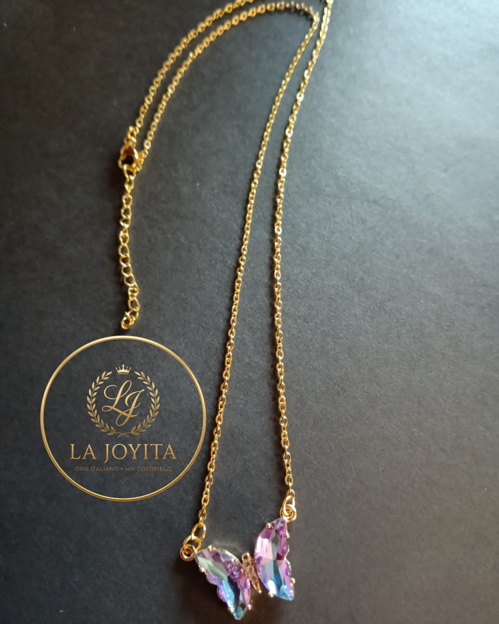 Colgante Mariposa con Cadena Oro Italiano 14K