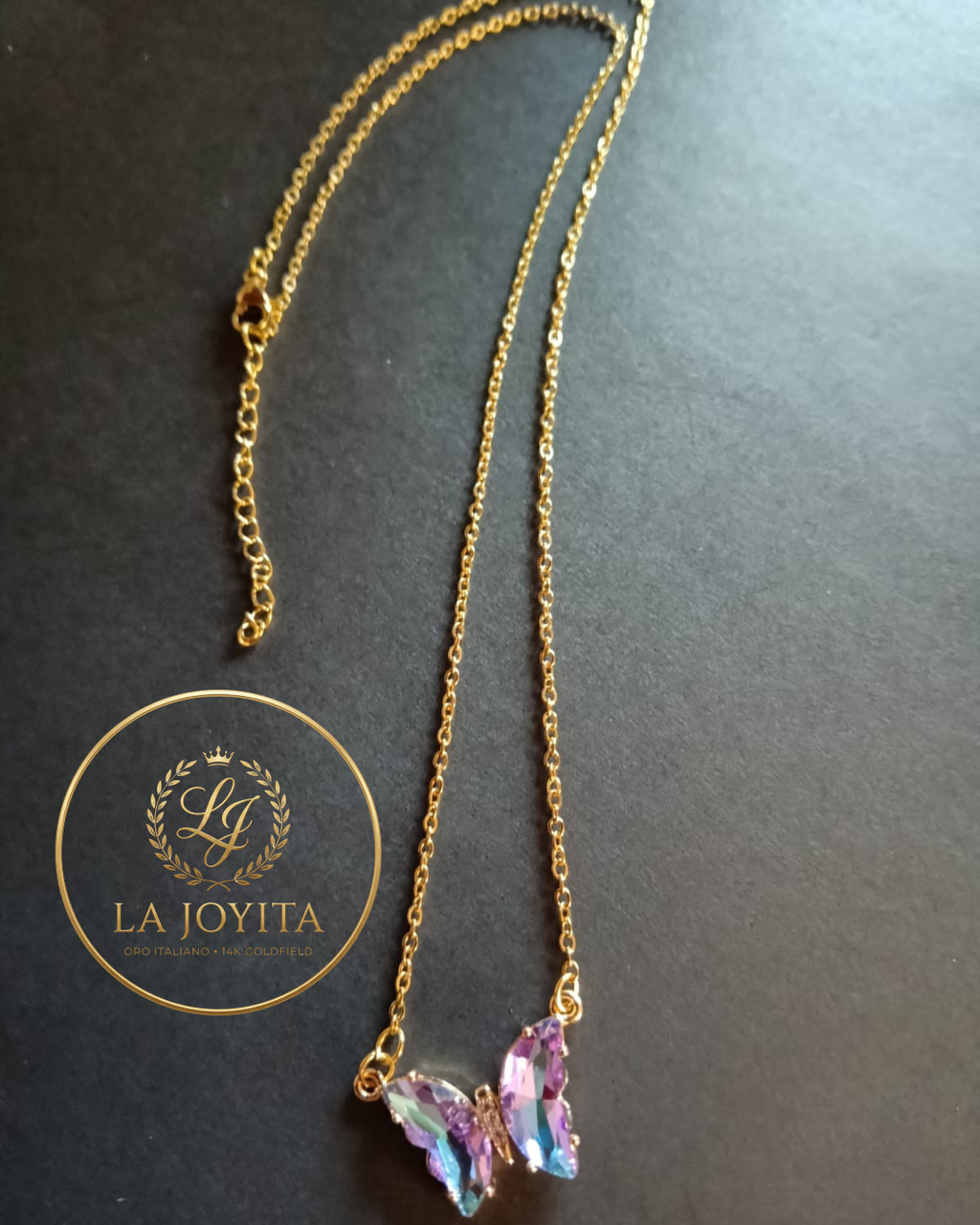 Colgante Mariposa con Cadena Oro Italiano 14K