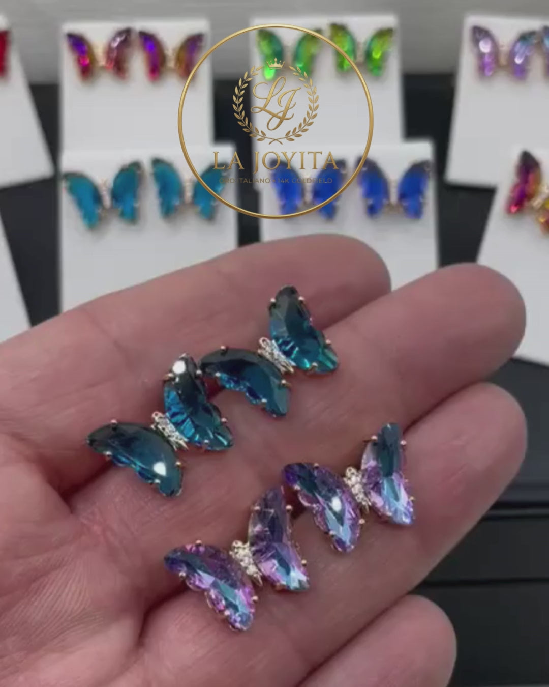 Aritos Mariposa Cristal Swarovski - Oro Italiano 14K Goldfilled