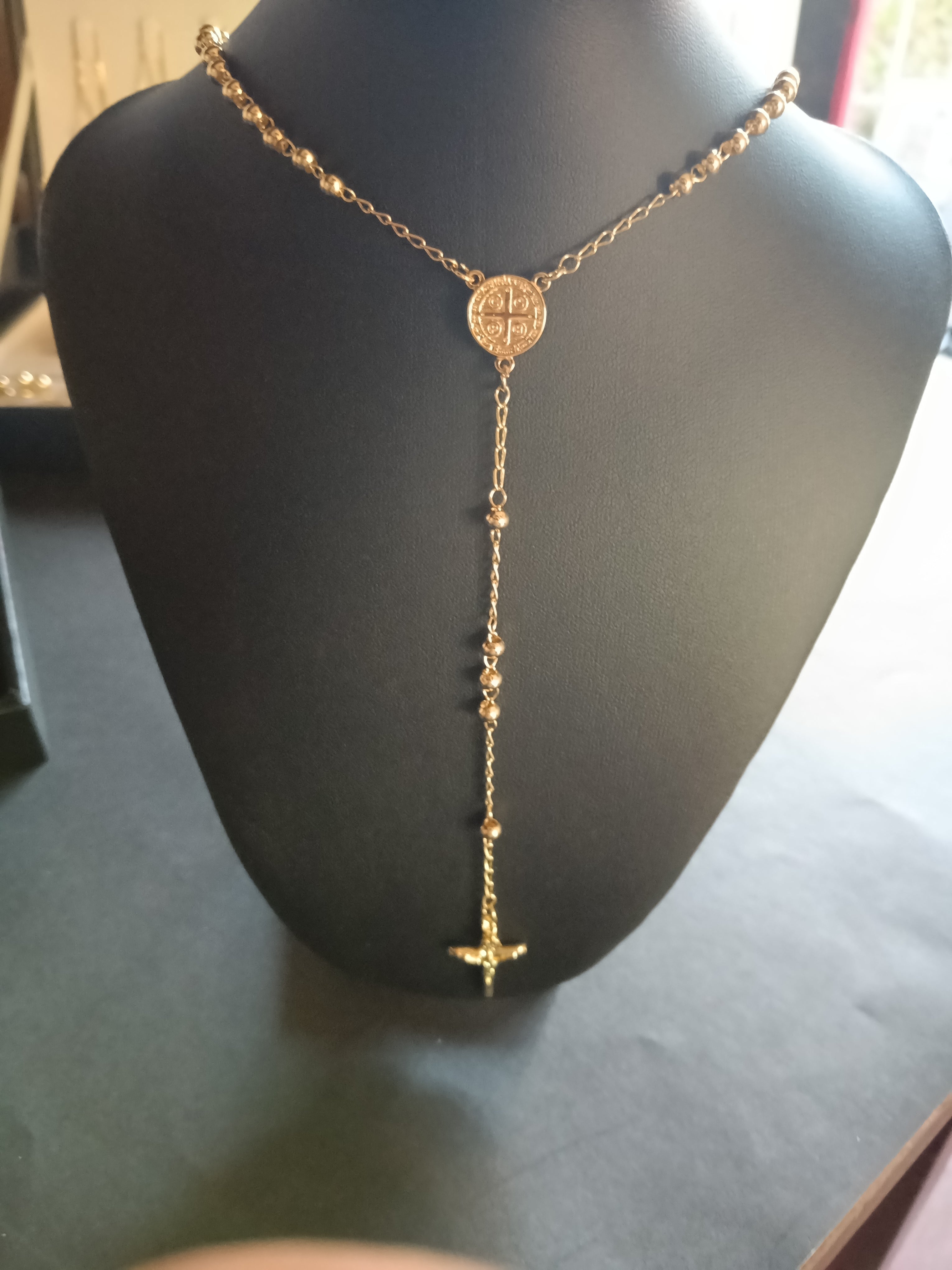 Rosario Oro Italiano 14k Tradición - Cadena y Cruz